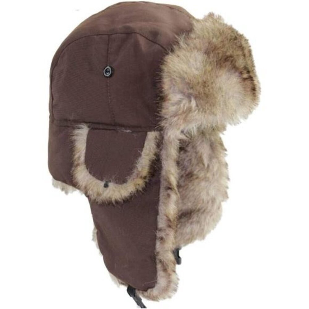 Windproof Trapper Hat Faux Fur Winter Cap for Men Women